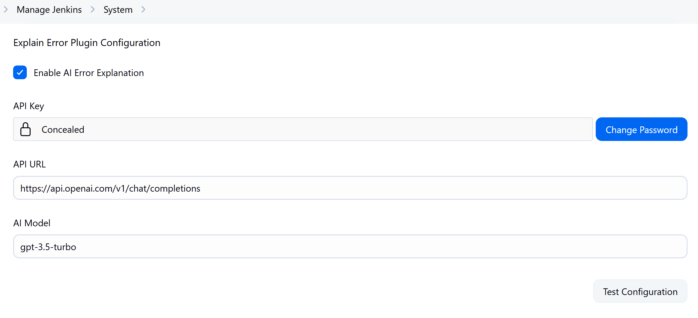 Explain Error Plugin Configuration