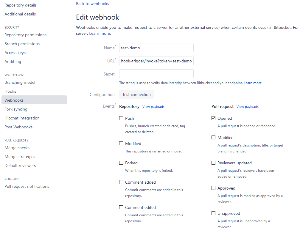 Creating a webhook