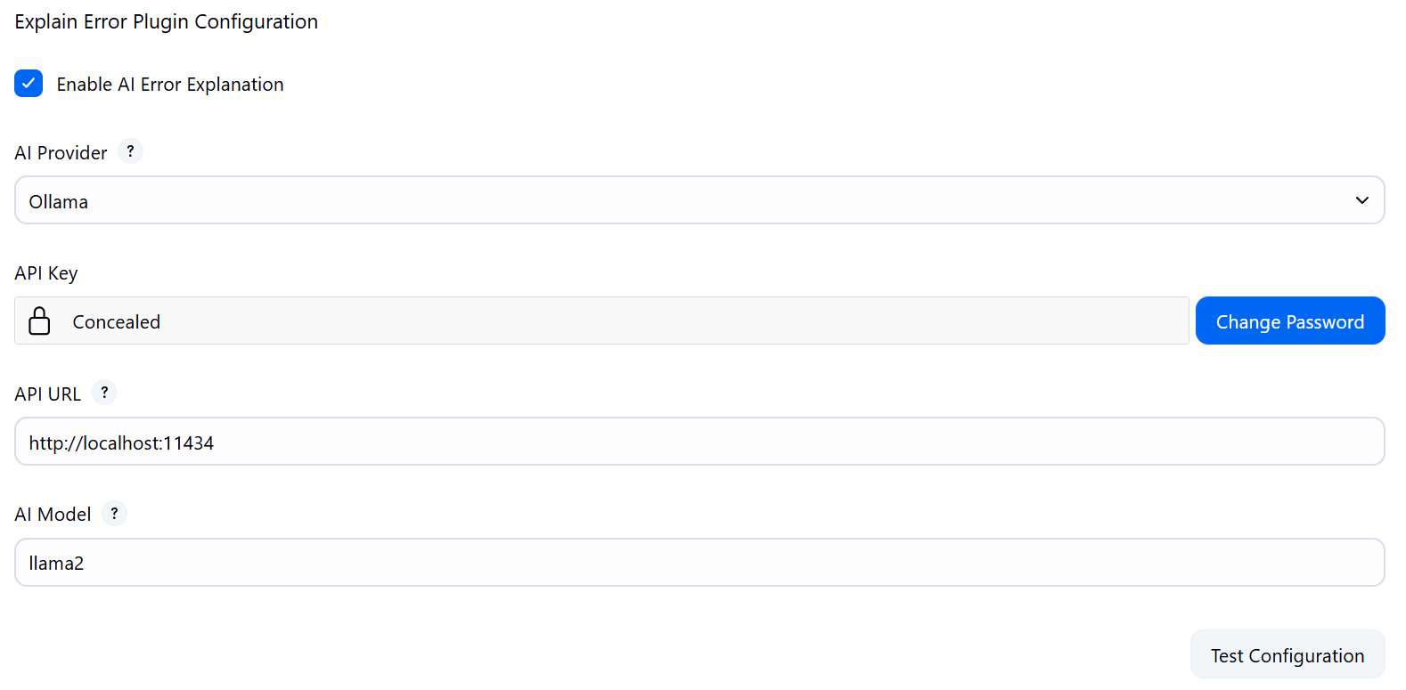 Explain Error Plugin Configuration